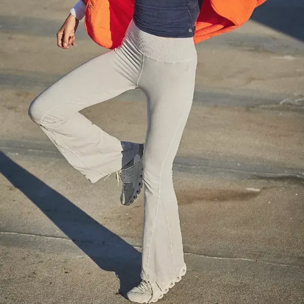 Free People Good Karma Flare Leggings Ice Grey